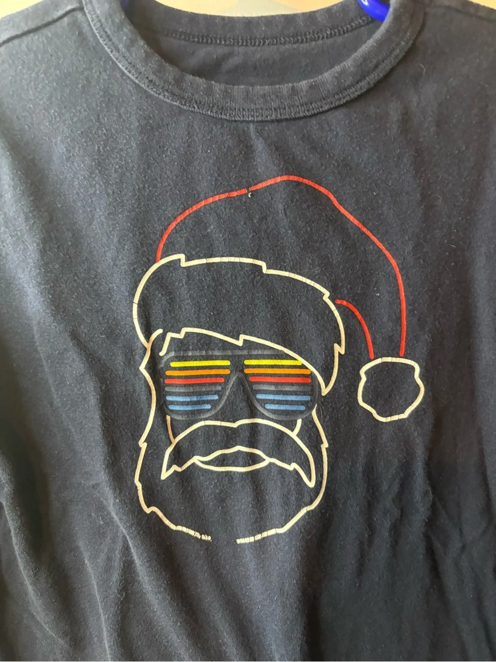 GAP Navy Long-Sleeve Tee with Retro Santa Graphic